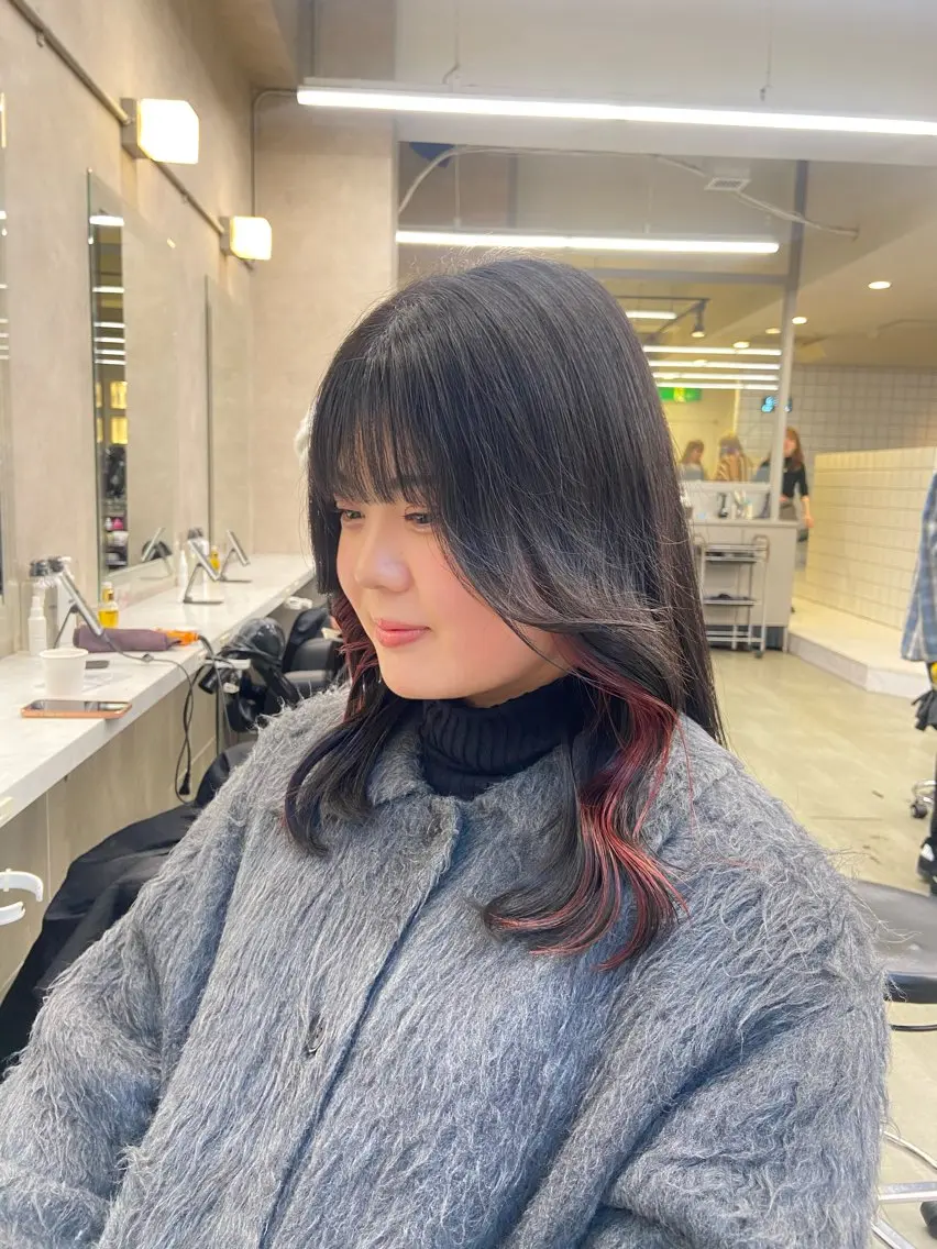セミロング カラー ヘアアレンジ Over hair_ misakiのヘアスタイル