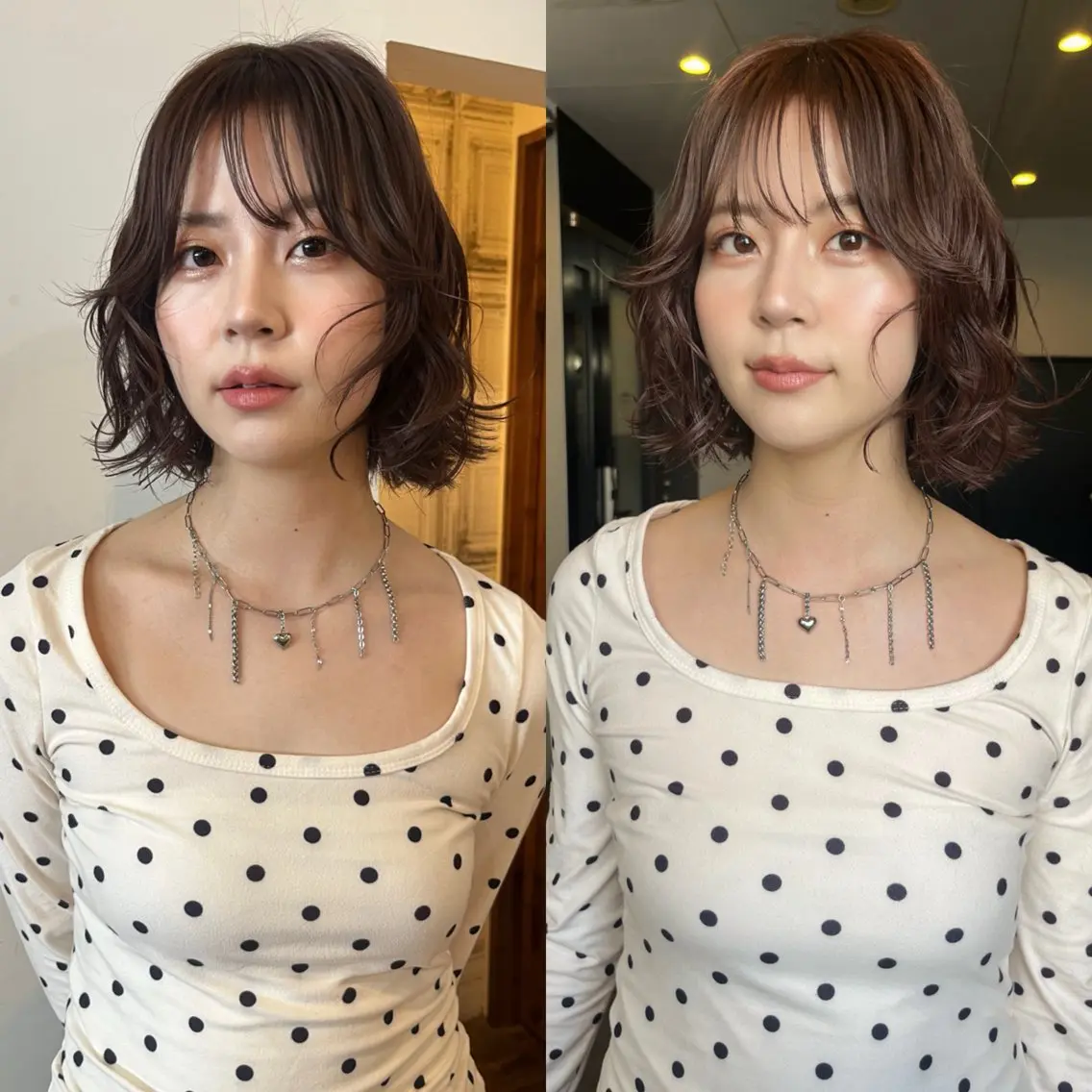 ミディアム カラー ブリーチ ブラウンカラー ボブ ヘアカラー トリートメント 🤍ボブ/顔周り カット/🤍honoのヘアスタイル