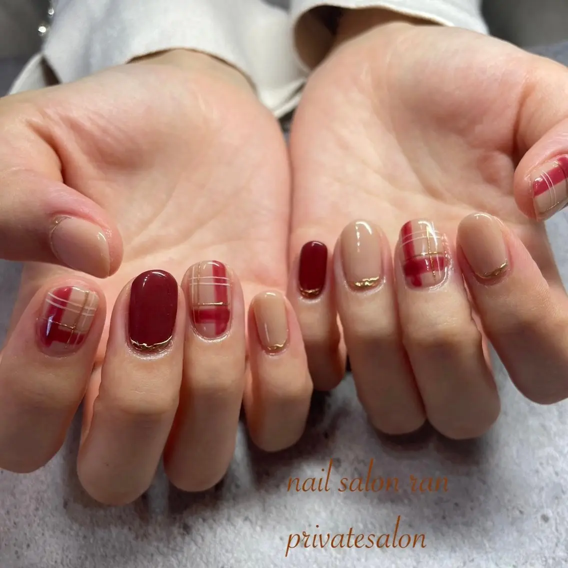 ネイル 赤色 ハンドネイル ハンドケア nailsalon ranのネイルデザイン