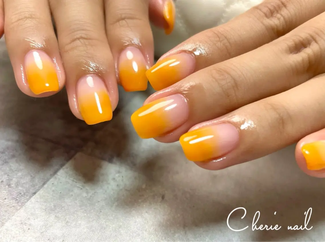 ネイル オレンジ Cherienail yunaのネイルデザイン