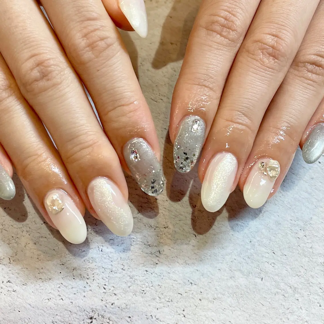ネイル ブルー ハンドネイル LUNI 久屋大通 ˚✧₊⁎/ yuriのネイルデザイン