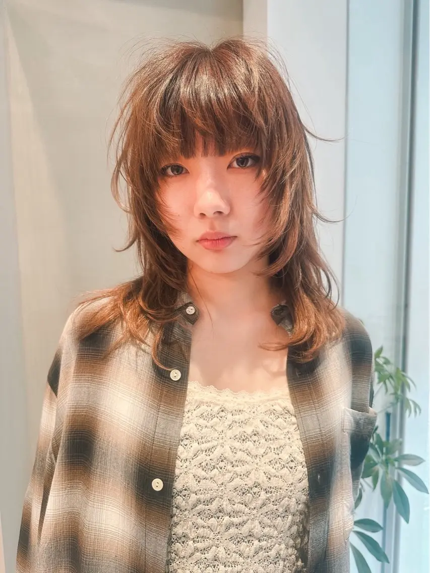 前髪カット+透明感カラー+クイックトリートメントの写真
