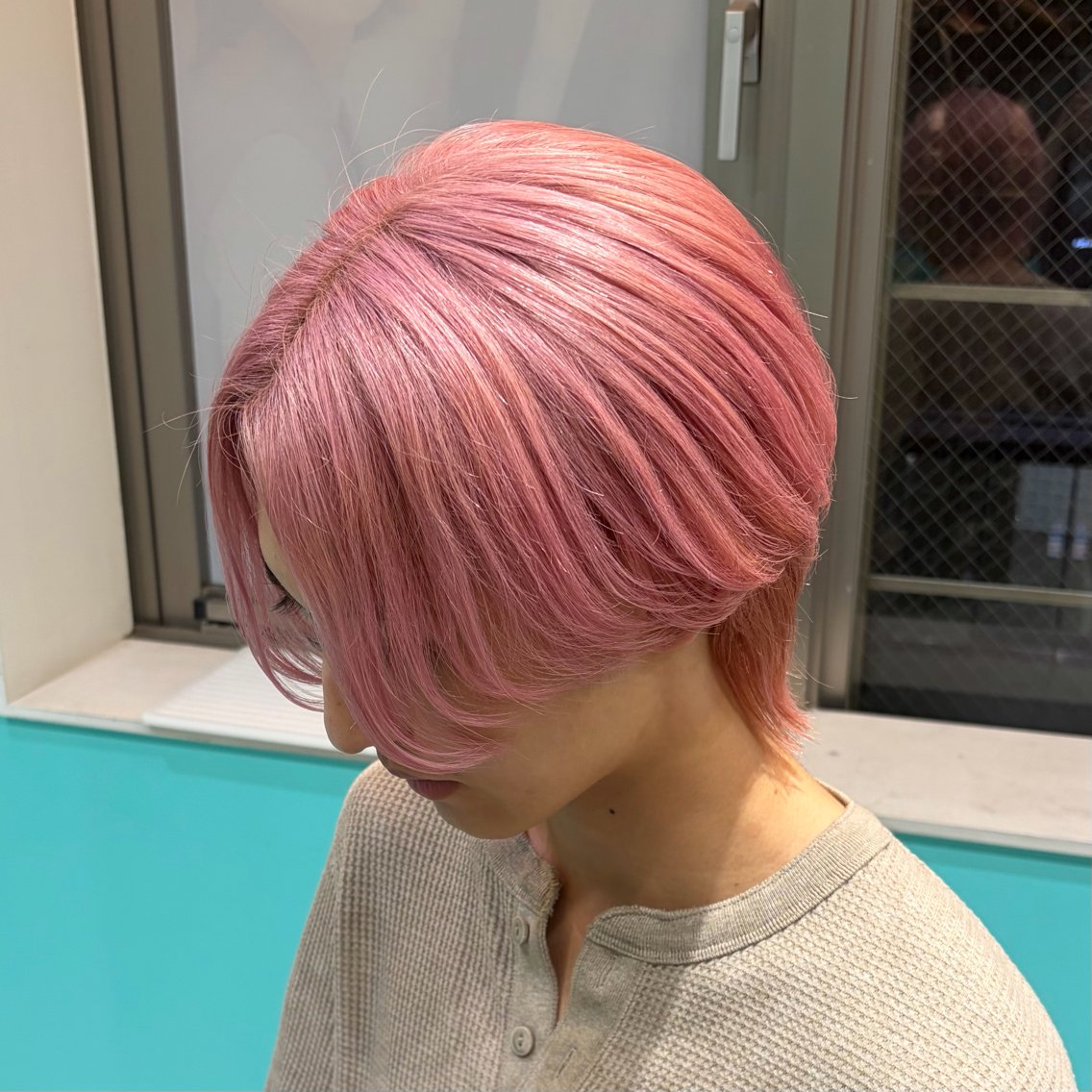 ミディアム カラー メンズ ピンクカラー カット ヘアカラー 透明感カラー/ ボブ/Natsukiのヘアスタイル