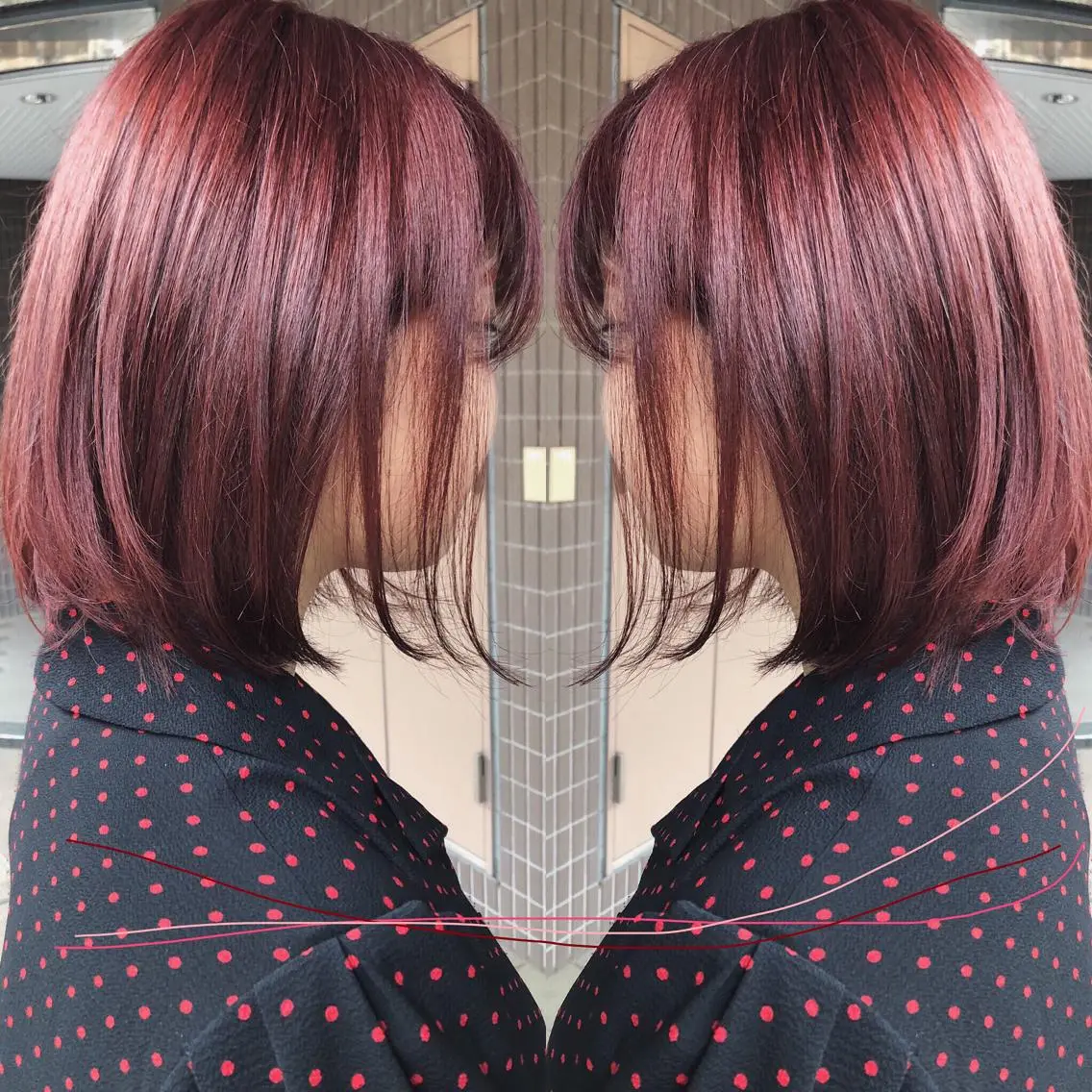 カラー ボルドーカラー 後藤 陽花子のヘアスタイル