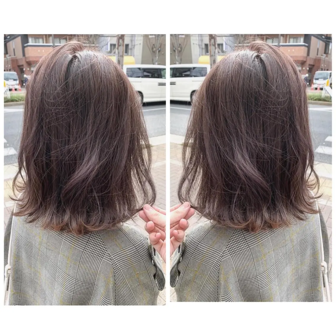 ミディアム カラー アッシュ バレイヤージュ ブリーチ デザインカラー グレージュ カット ヘアカラー トリートメント 京都大人女性ショート 徒歩1分/秋山のヘアスタイル