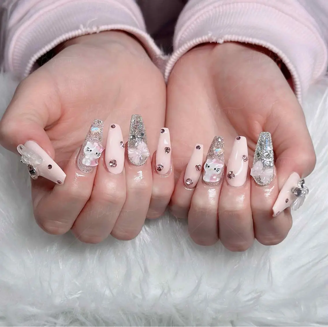 ネイル オーロラネイル フレンチネイル ジェルネイル ハロウィン 韓国ネイル ハンドネイル neco H.babynailのネイルデザイン