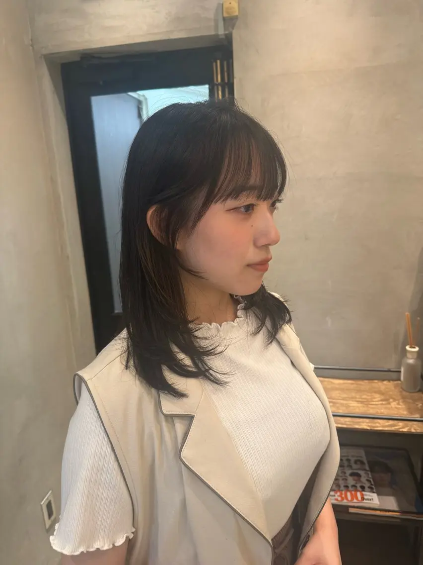 セミロング カット ヘアカラー トリートメント 新宿/顔周りカット +レイヤー=しずく♩のヘアスタイル