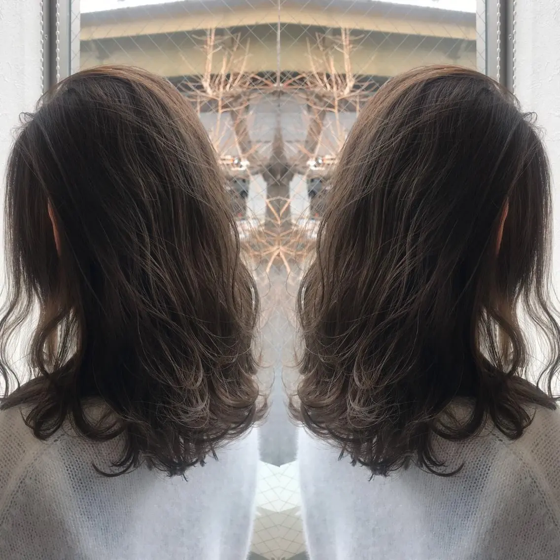 セミロング カラー グレージュ カット ヘアカラー 柴田 祐輔のヘアスタイル