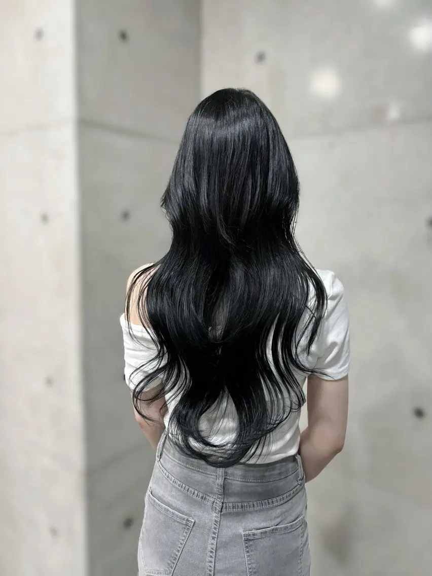 ロング レイヤーカット カット ヘアカラー 韓国ヘア🤍 慎之介のヘアスタイル