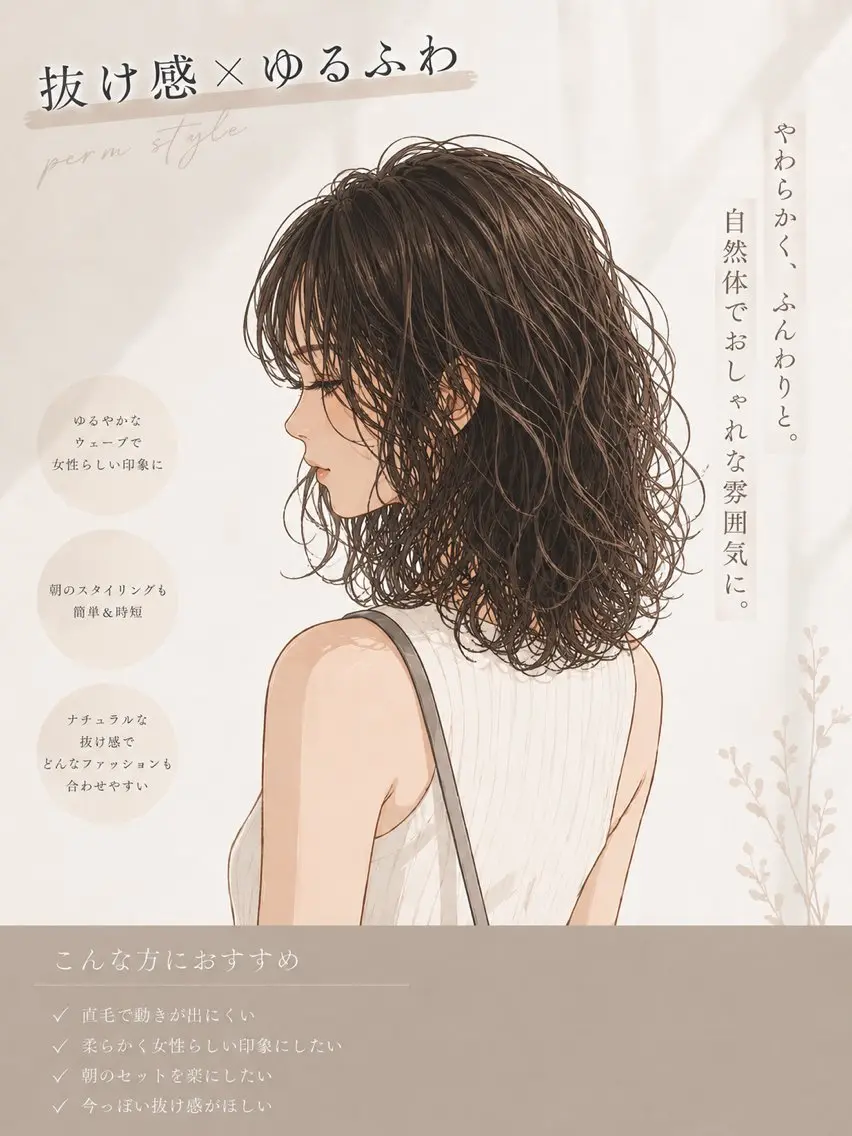 セミロング パーマ パーマ 坂 瑞希のヘアスタイル