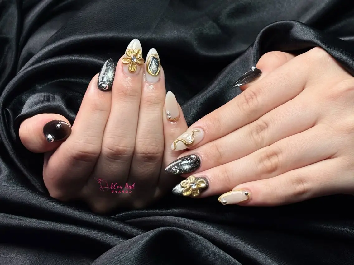 ネイル 桜ネイル 長さ出し フラワーネイル フレンチネイル ジェルネイル ハンドネイル ACon NailSalonのネイルデザイン