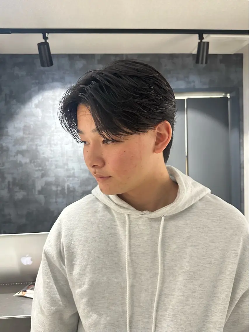 ミディアム パーマ メンズ センターパート カット パーマ 💈原宿指名No.1 センターパート💈のヘアスタイル