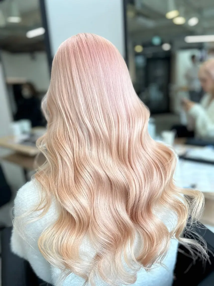 ロング カラー ブリーチ ハイトーンカラー ピンクカラー ホワイトピンク カット ヘアカラー トリートメント ヘアセット 難波ブリーチカラー 伊藤洋輝のヘアスタイル