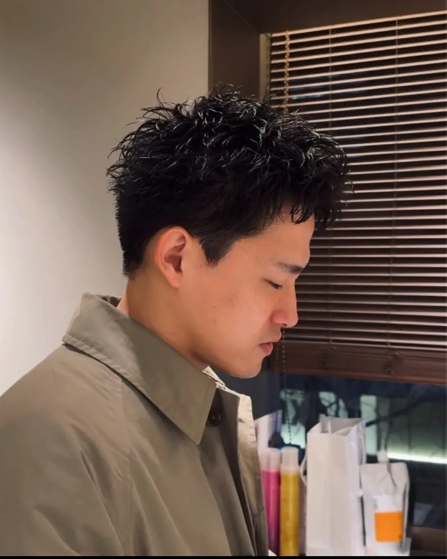 ショート パーマ メンズ メンズパーマ カット パーマ ラフショート メンズパーマ 丸山のヘアスタイル