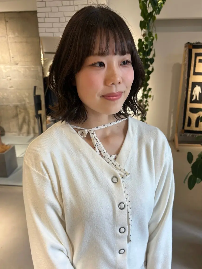 ミディアム カラー 顔周りカット カット ヘアカラー トリートメント yuki ♡のヘアスタイル