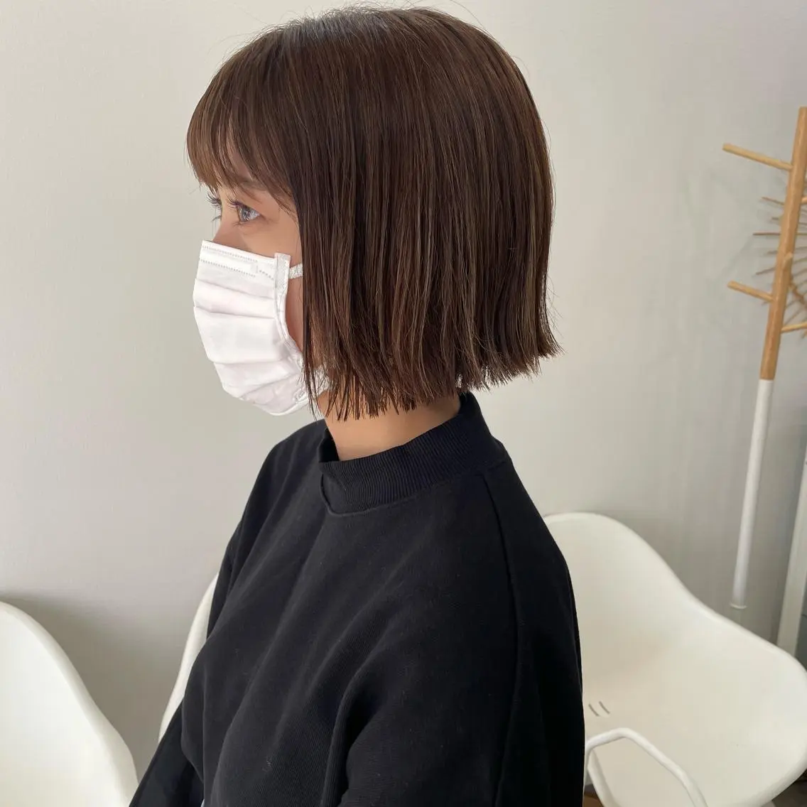ミディアム ボブ ハイライト カット ヘアカラー トリートメント SUNC/🤎 オオクマ カナエ🤎のヘアスタイル