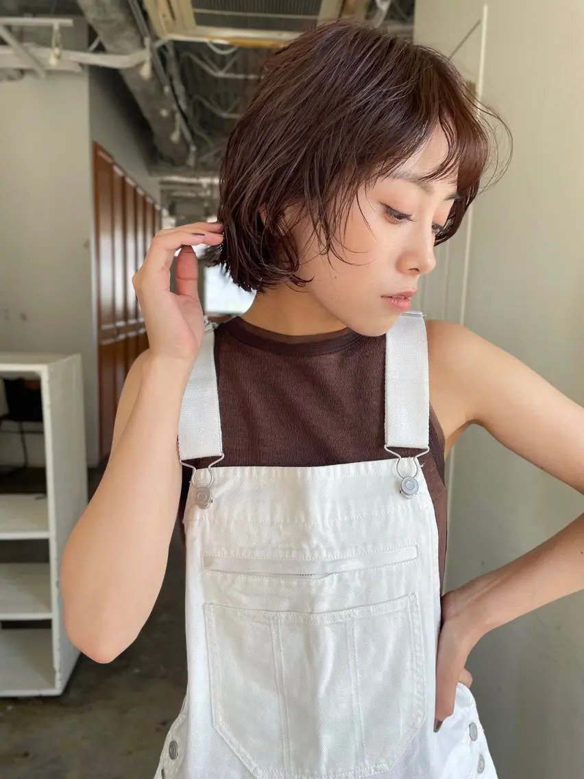 ショート パーマ 曲がる縮毛矯正 バレイヤージュ森田のヘアスタイル