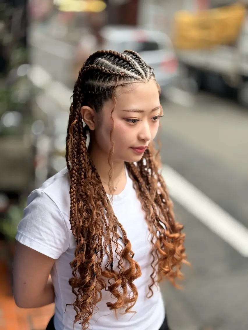 ロング ヘアアレンジ ヘアセット MIRAI エクステ/編み込みのヘアスタイル