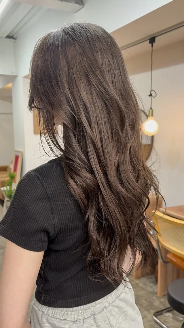 ロング カラー カット ヘアカラー まさとレイヤーカット 透け感カラー/心斎橋のヘアスタイル