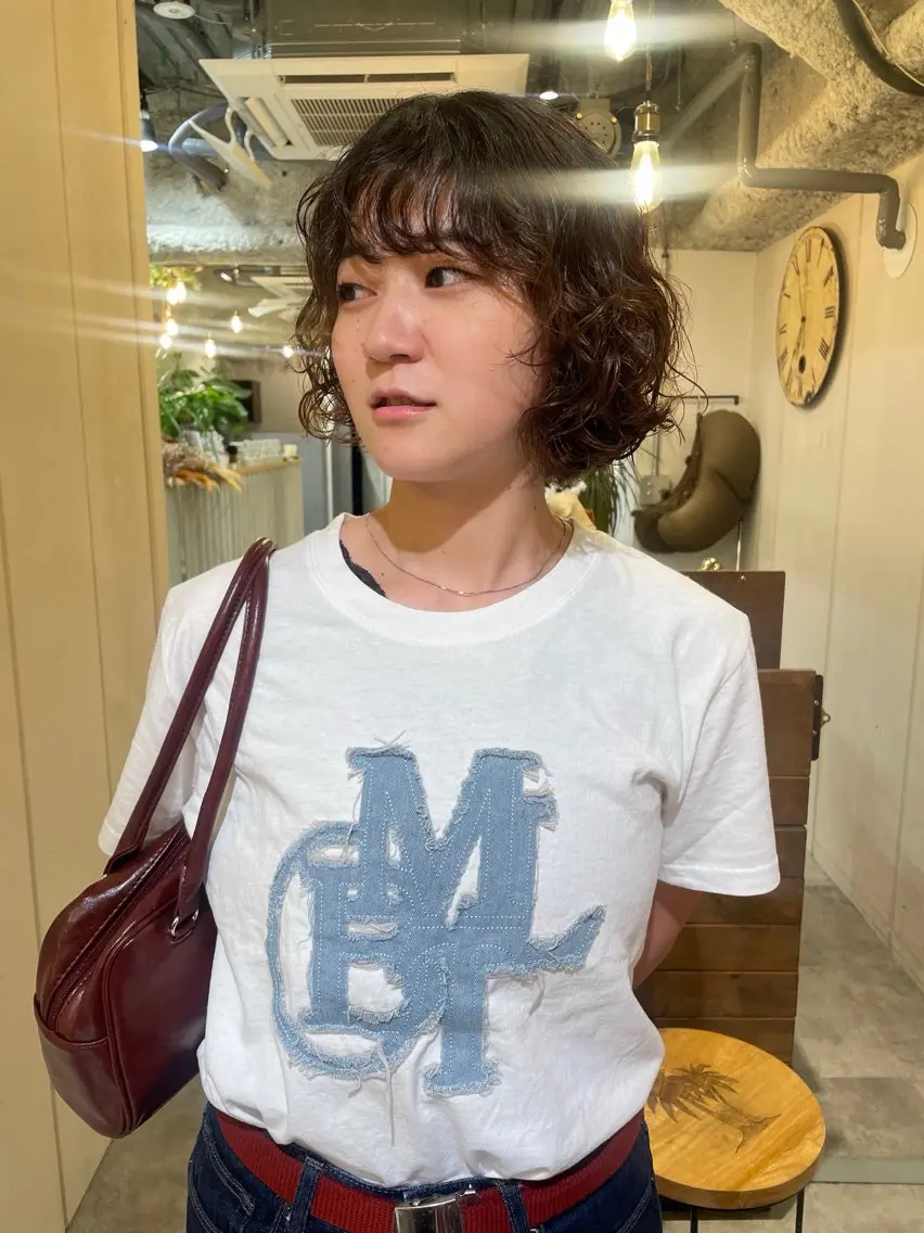 ミディアム パーマ ミディアムパーマ ボブ カット パーマ トリートメント 狩野 羅夢のヘアスタイル