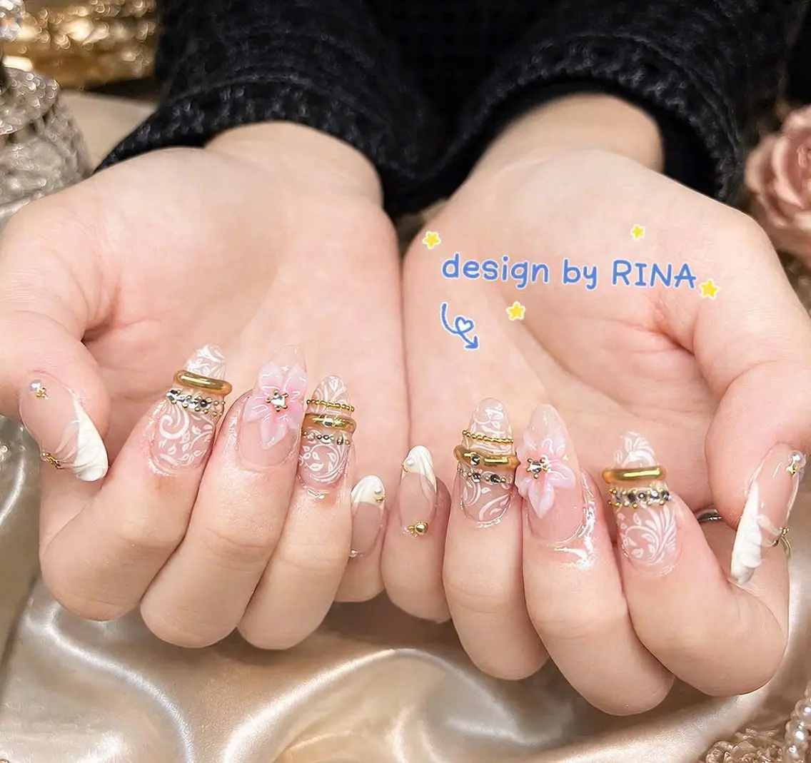 ネイル アートネイル オーロラネイル クリアネイル 長さ出し フレンチネイル ハンドネイル HOT Nail Salonのネイルデザイン