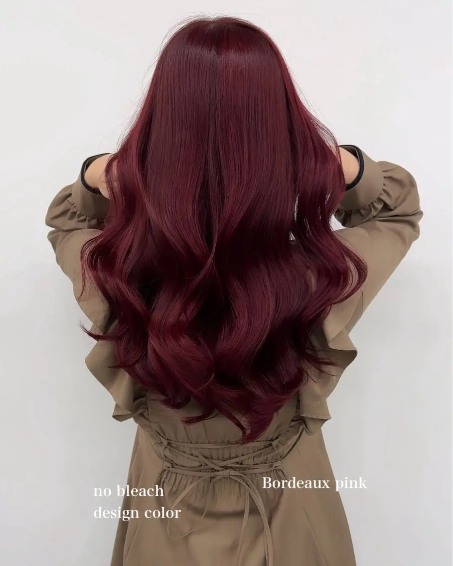 ロング カラー ブリーチ ケアカラー ブリーチなしカラー ピンクカラー ヘアカラー トリートメント ブリーチなしピンク 赤井龍斗のヘアスタイル