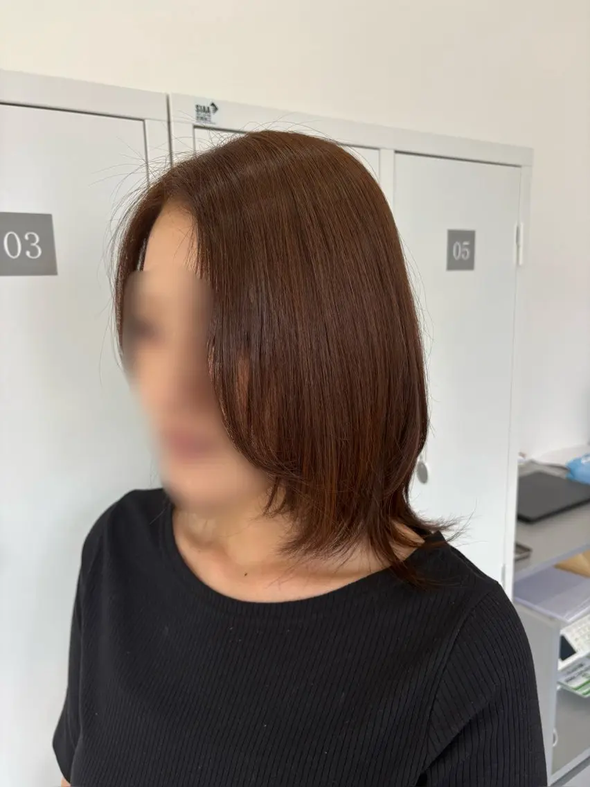 ミディアム カラー ブラウンカラー オレンジ オレンジブラウン ヘアカラー トリートメント 齋藤 心晴のヘアスタイル
