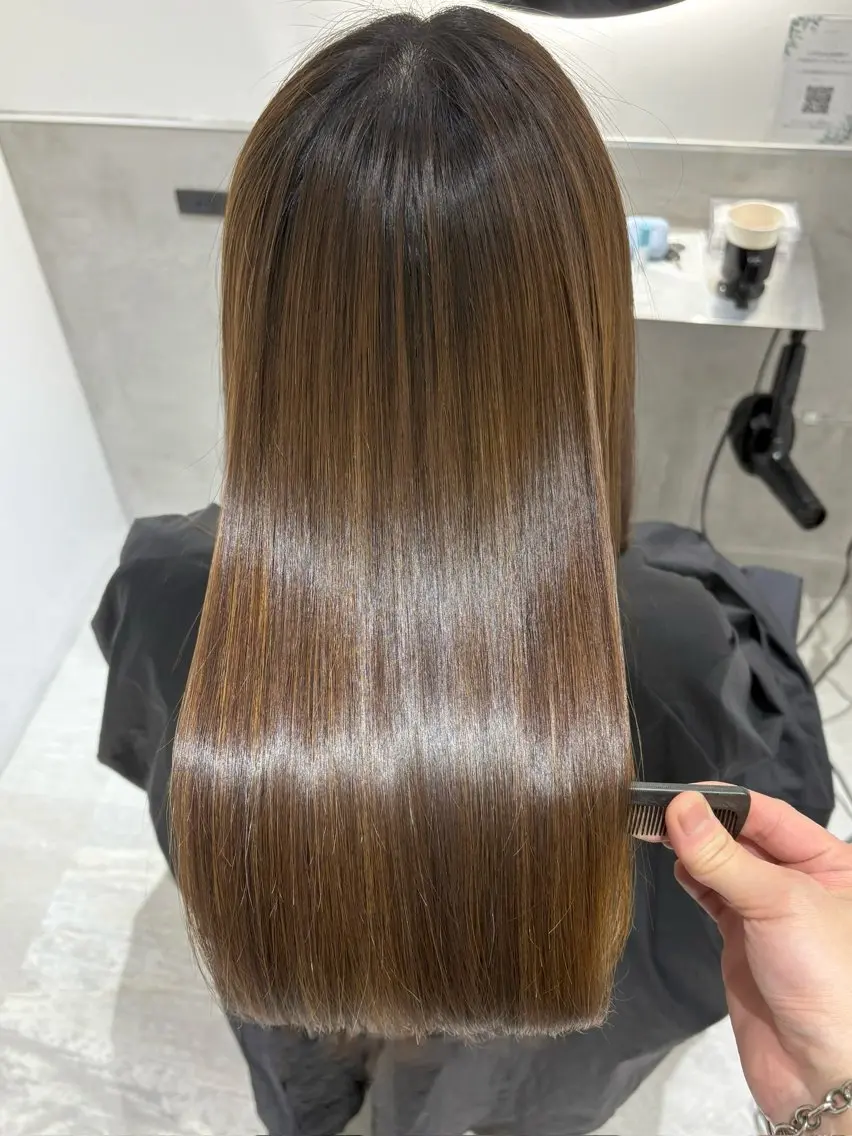 セミロング カラー 透明感カラー 髪質改善 トリートメント ヘアカラー トリートメント 髪質改善 縮毛矯正/ レイヤー/銀座/本木のヘアスタイル