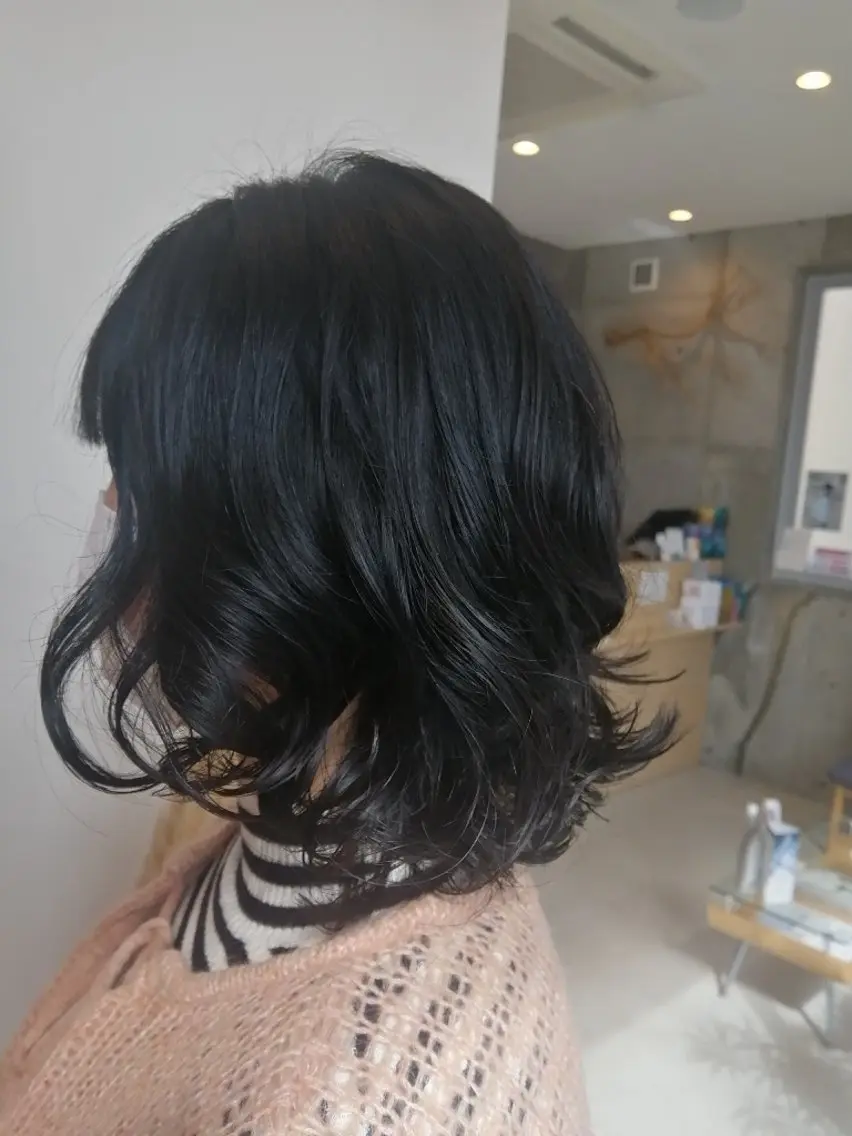 ミディアム ミディアムパーマ カット パーマ 藤原仁美/レイヤー /透明感カラーのヘアスタイル