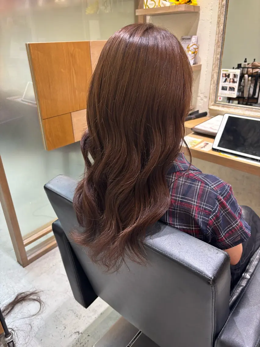 ロング ヘアカラー トリートメント 透明感ツヤカラー/ 縮毛矯正/静岡のヘアスタイル