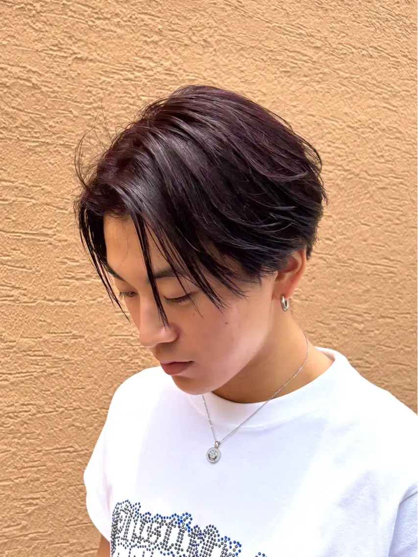 ショート カラー メンズ メンズブリーチ ブリーチ ブリーチなしカラー レッドカラー ヘアカラー 竹保 凜空のヘアスタイル