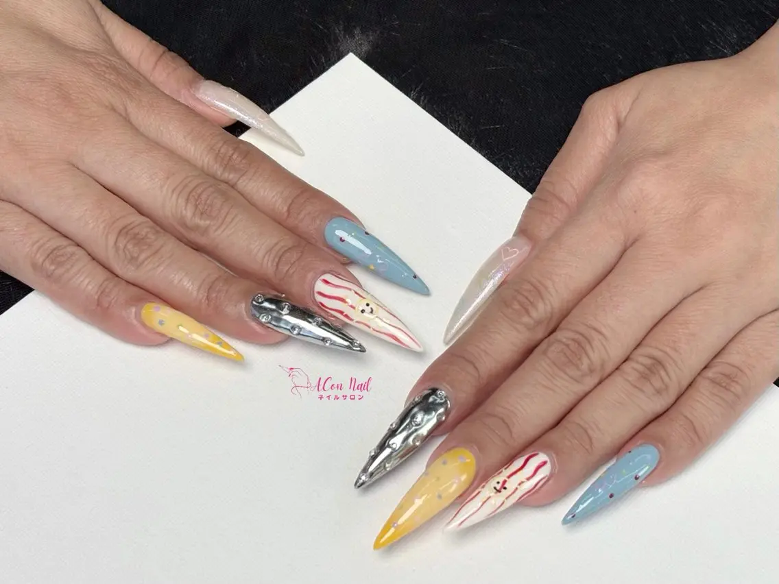 ネイル 桜ネイル 長さ出し フラワーネイル フレンチネイル ジェルネイル ハンドネイル ACon NailSalonのネイルデザイン