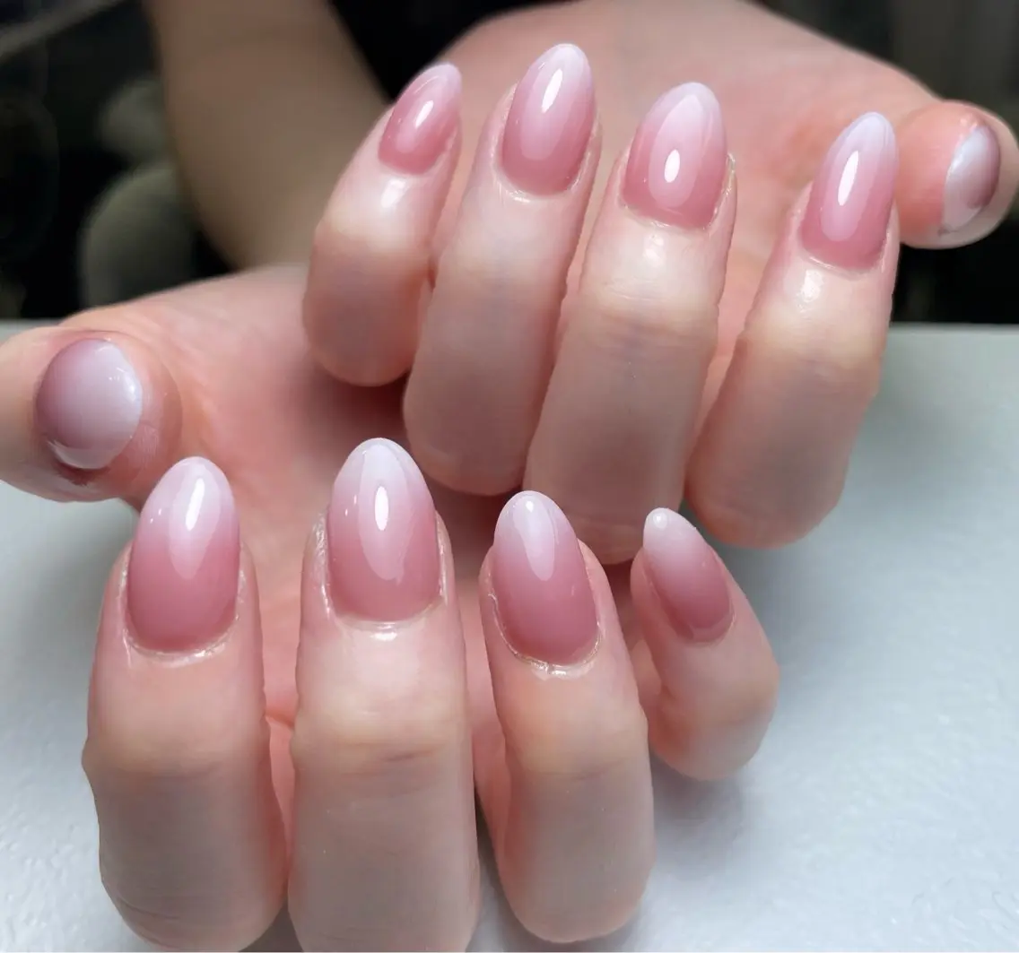 ネイル チークネイル フレンチネイル ジェルネイル ガラスフレンチ グラデーション 中野駅から2分 MEO NAILのネイルデザイン