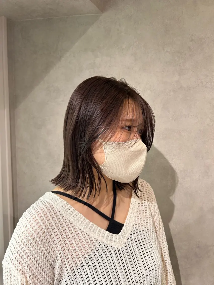 ミディアム カラー ベージュカラー ブラウンカラー ボブ カット ヘアカラー トリートメント ayano/パーマ/ 暖色カラーのヘアスタイル
