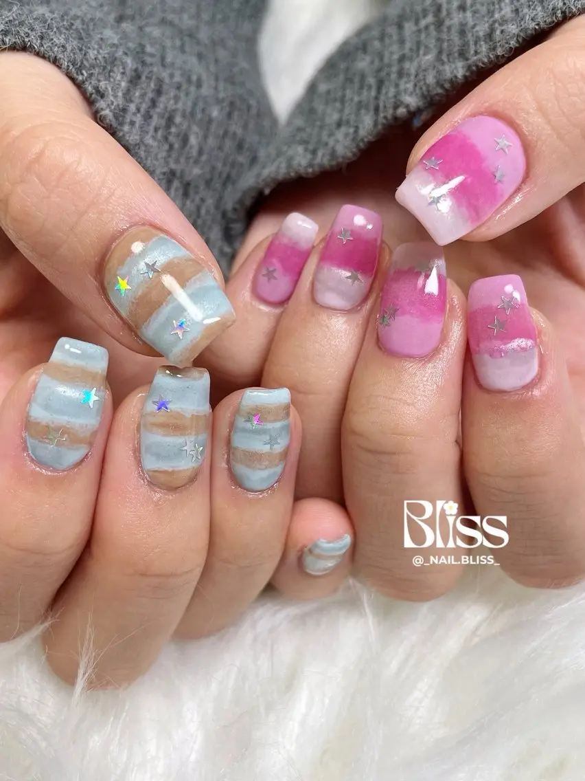 ネイル ボーダー マグネットネイル 持ち込み ハンドネイル NAIL BLISSのネイルデザイン
