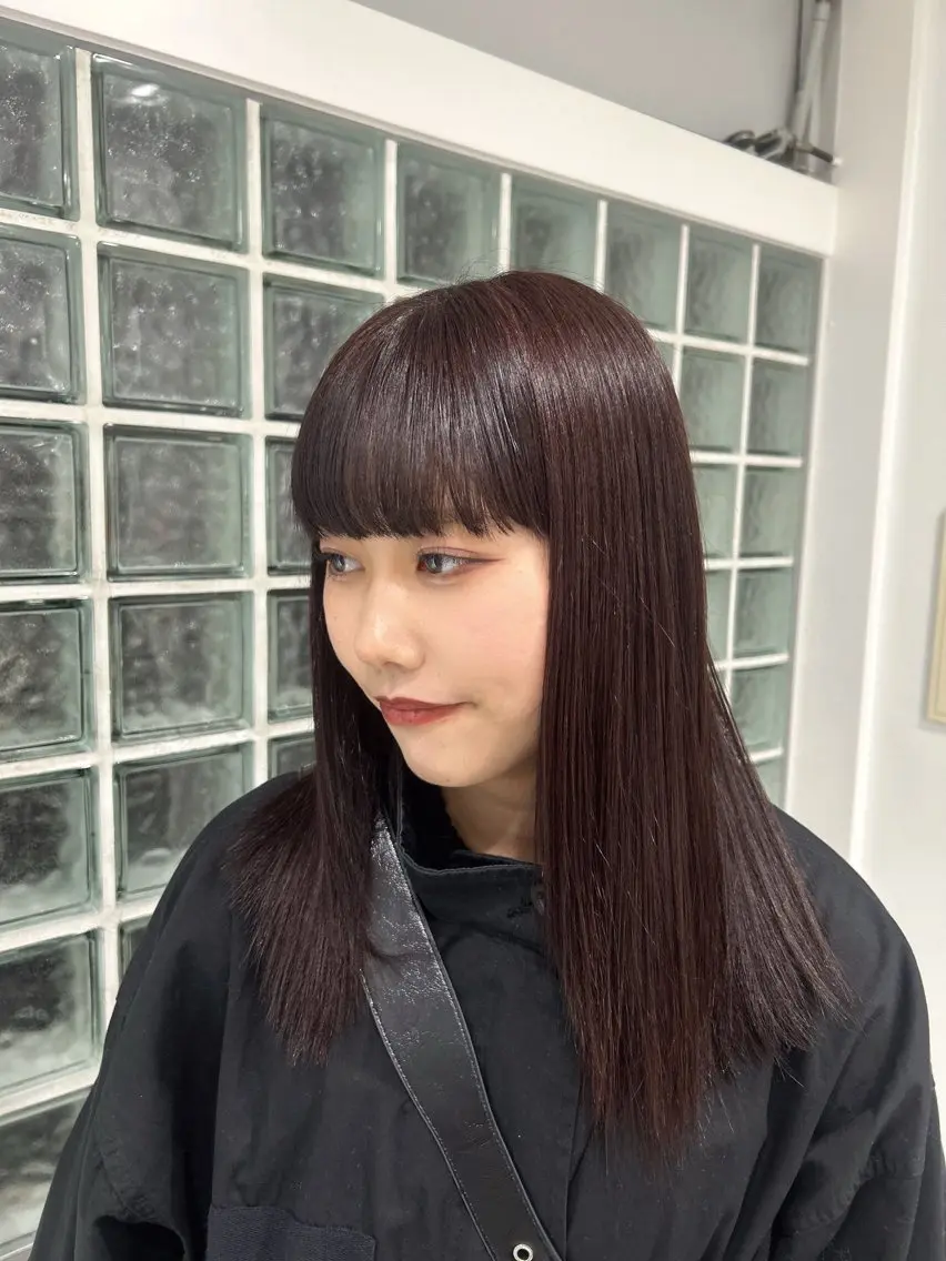 セミロング カラー カット 縮毛矯正 愛結 暖色カラー🎀🩰のヘアスタイル
