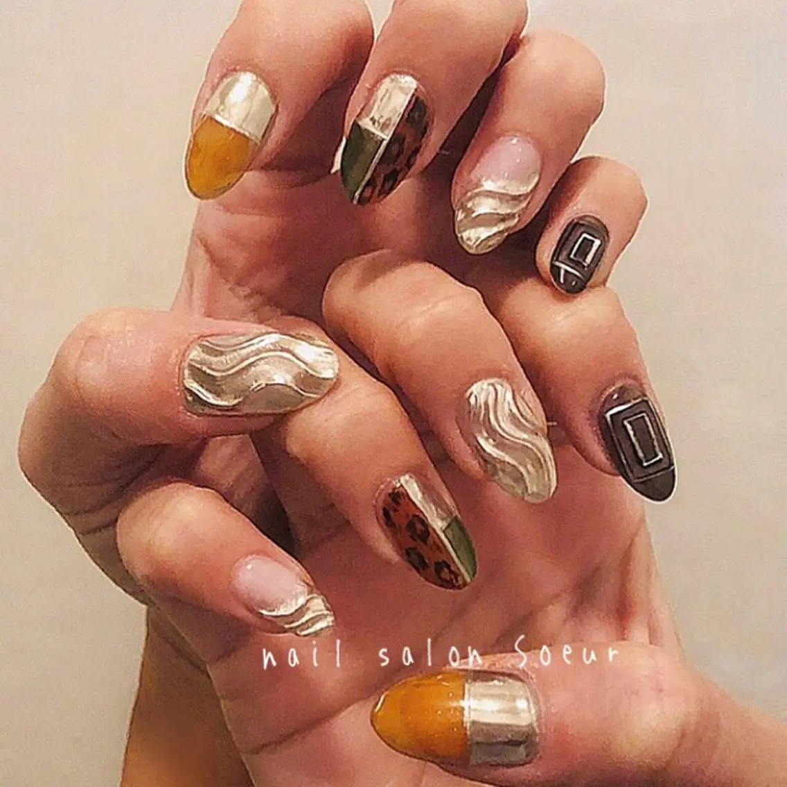 ネイル アートネイル 長さ出し ジェルネイル マットネイル ミラーネイル ハンドネイル nail salon Soeurのネイルデザイン