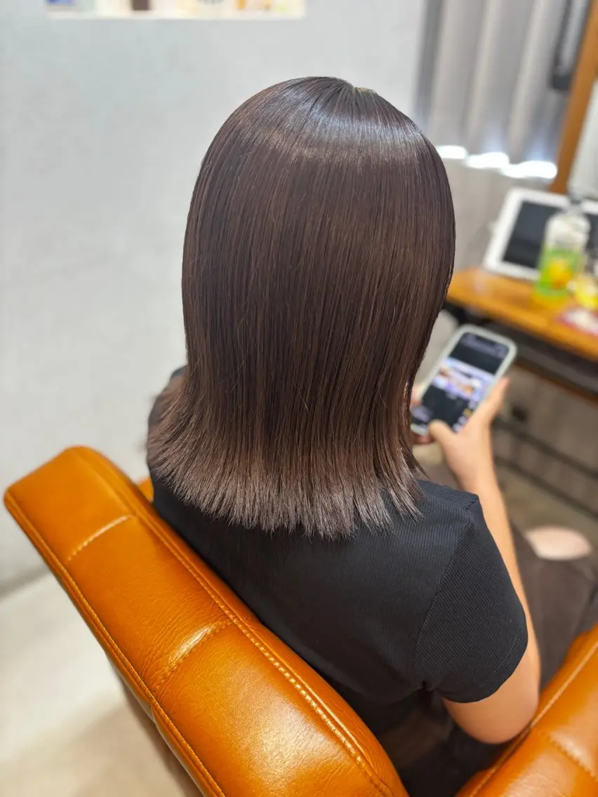 ミディアム カラー カット ヘアカラー トリートメント 【完全個室】髪質改善 暖色カラー/山崎唯奈のヘアスタイル