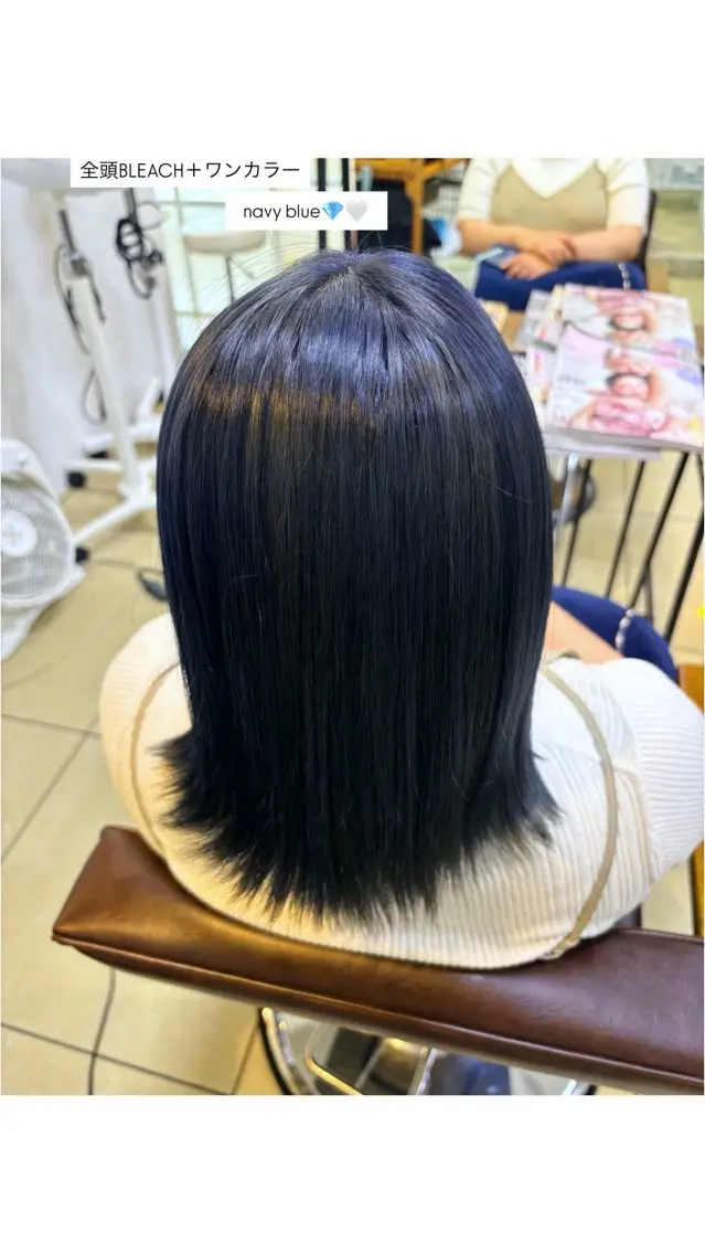 ミディアム カラー ブリーチ ブルーカラー ヘアカラー トリートメント eMuエミュ‪ ¨̮⃝ayakaのヘアスタイル