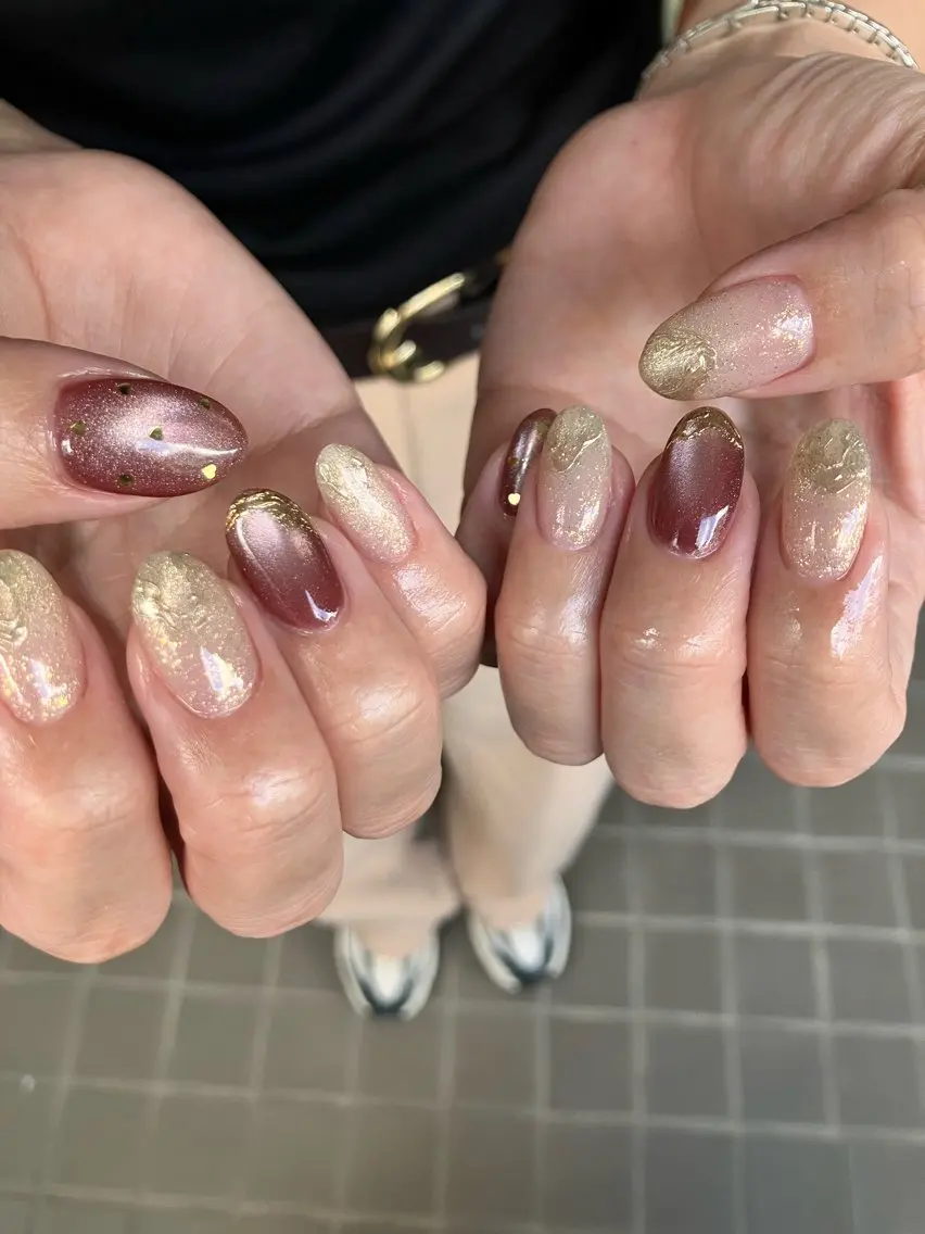ネイル ミラーネイル ニュアンスネイル ハンドネイル Noa新越谷 Makikoのネイルデザイン