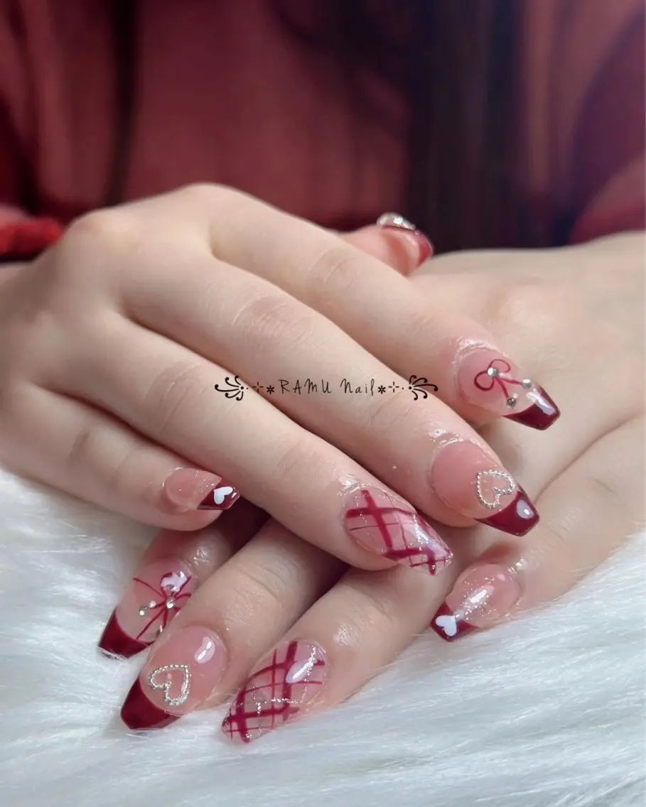 ネイル フレンチネイル 韓国ネイル シンプルネイル ワンホンネイル 冬ネイル ハンドネイル RAMU Nail 恵比寿店のネイルデザイン
