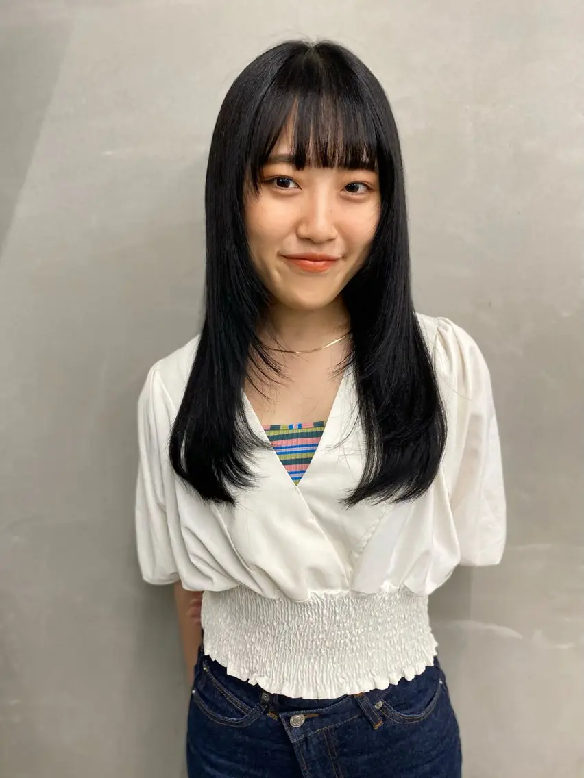 ロング カラー ブリーチ ブリーチなしカラー 髪質改善 韓国風ヘア レイヤーカット カット ヘアカラー トリートメント レイヤー/柔色 カラー/SAkiのヘアスタイル