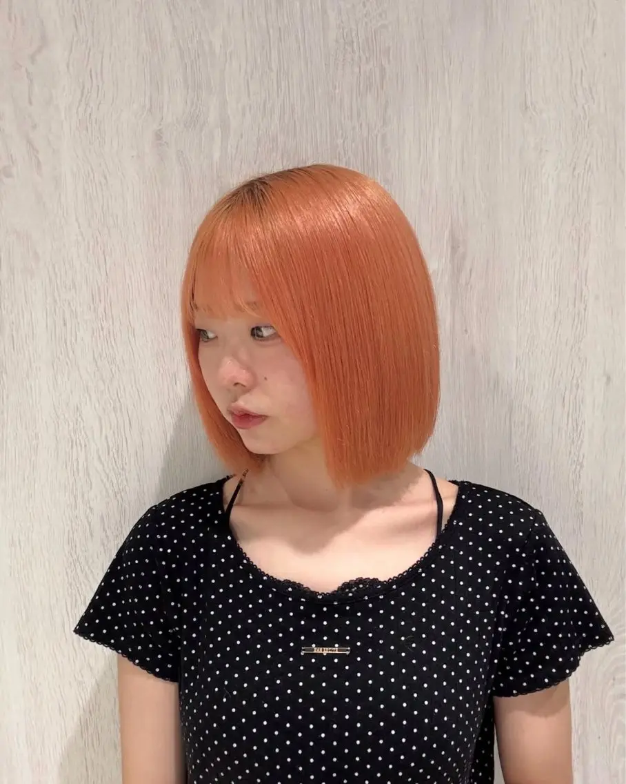 カラー ブリーチ ケアブリーチ オレンジ おいで まなみのヘアスタイル