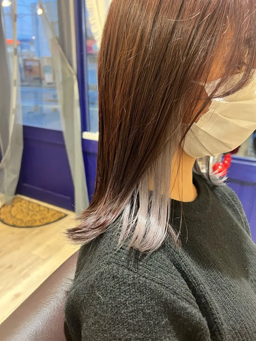 ミディアム カラー ブリーチ イヤリングカラー 【ミルメルシー】 HARUKAのヘアスタイル