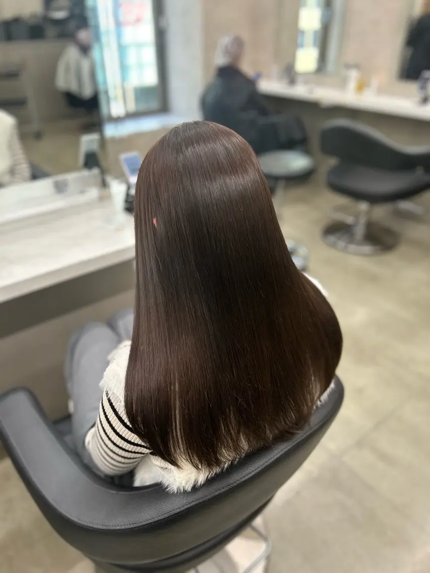 ロング カラー パーマ ヘアアレンジ メンズ キッズ ヘアカラー トリートメント ヘアセット ブリーチなしカラー/ ブラウン/レイヤーのヘアスタイル