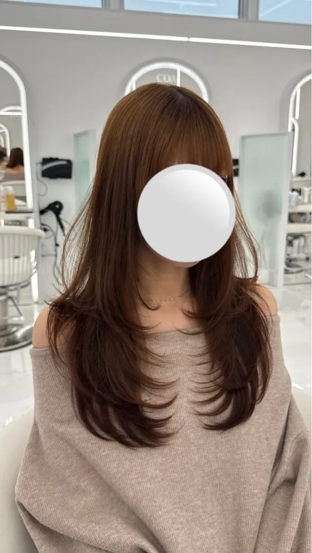 ロング ハッシュカット レイヤーカット 韓国風レイヤー 日向 GINZAのヘアスタイル
