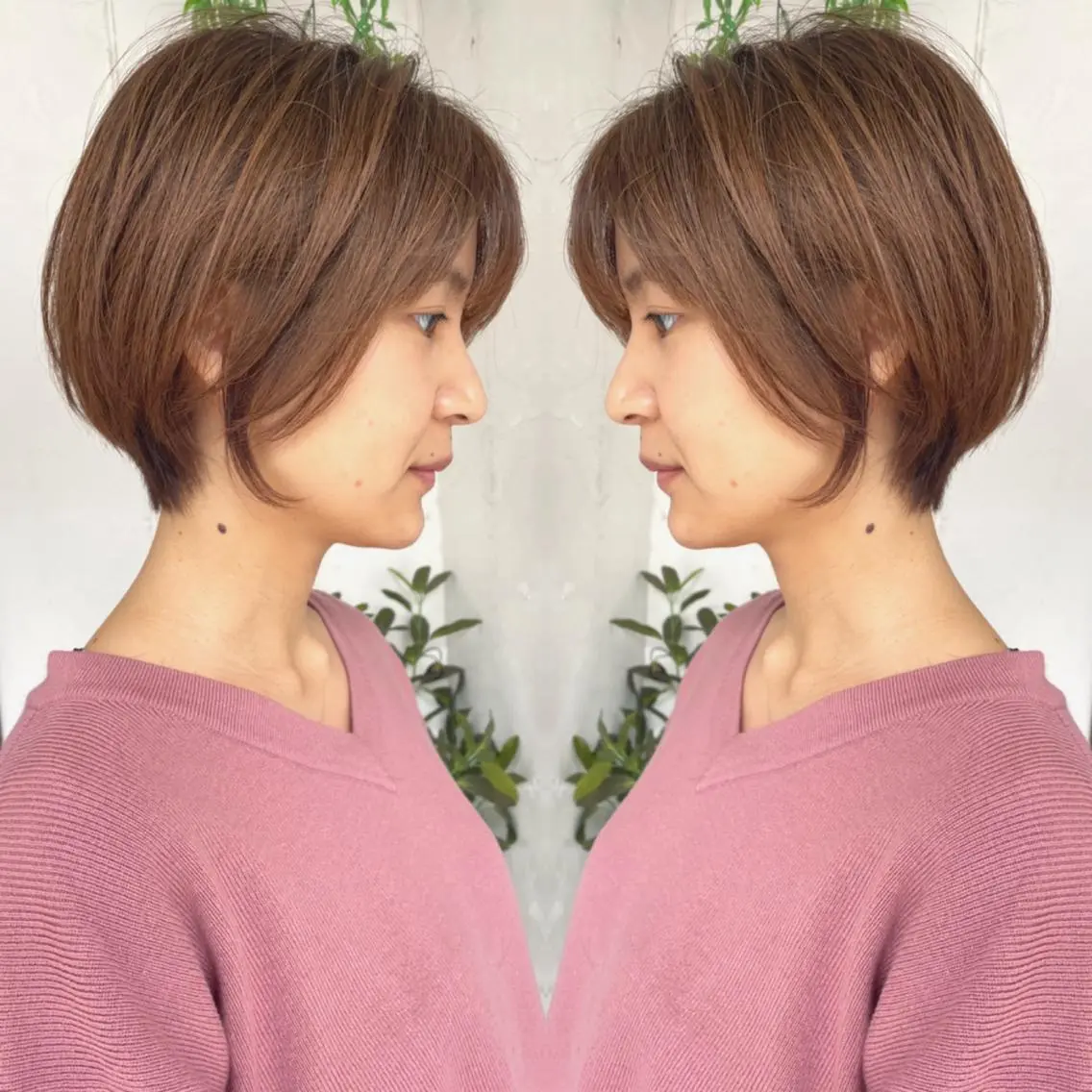 ショート カラー ショートボブ ハンサムショート 丸みショート デザインカラー ハイライトカラー カット ヘアカラー 京都大人女性ショート 徒歩1分/秋山のヘアスタイル