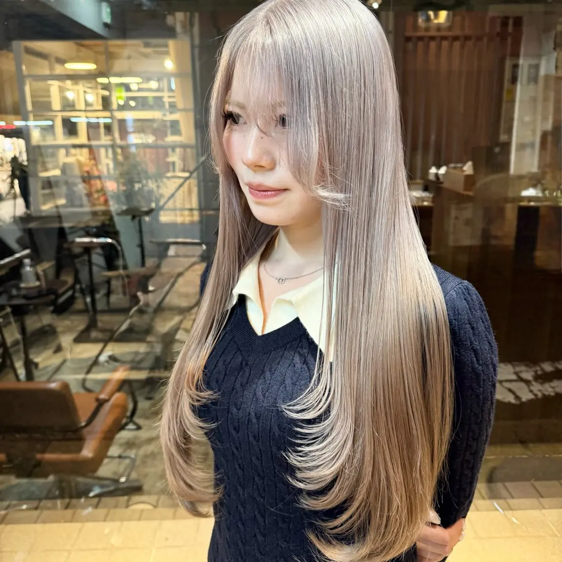 ロング カラー ヘアカラー トリートメント 優梨💞 /透明感カラーのヘアスタイル