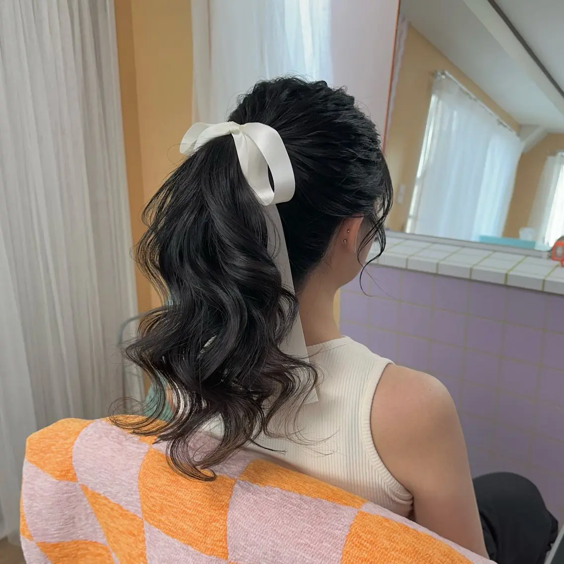 ロング ヘアアレンジ ポニーテール ヘアセット 美の間 杏寿 ヘアセットサロンのヘアスタイル