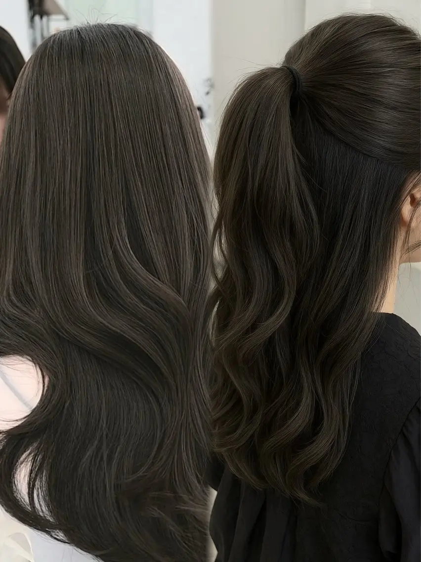 セミロング カラー 透明感カラー グレージュ ヘアカラー 透明感カラー🩶 ×小顔カット難波のヘアスタイル